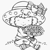 coloriage charlotte avec fleurs